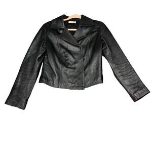 Blue Deep Jacket Womens 42 Black Leather Razer Biker Punk Moto Italian Brand